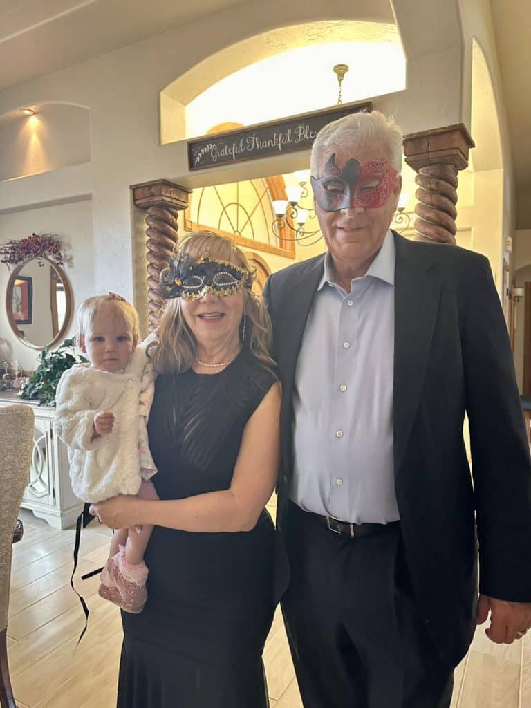 Alan and Sandie Wehe, the founders of Jade, dressed up for the Masquerade Gala