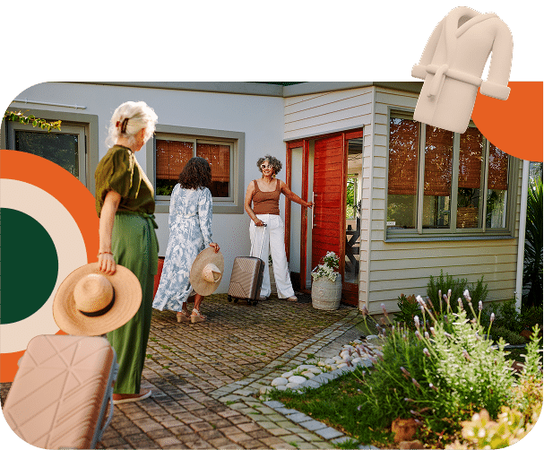 Three women at an Air B&B