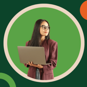 Woman holding laptop