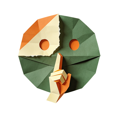 Paper mask saying "Shhh!"